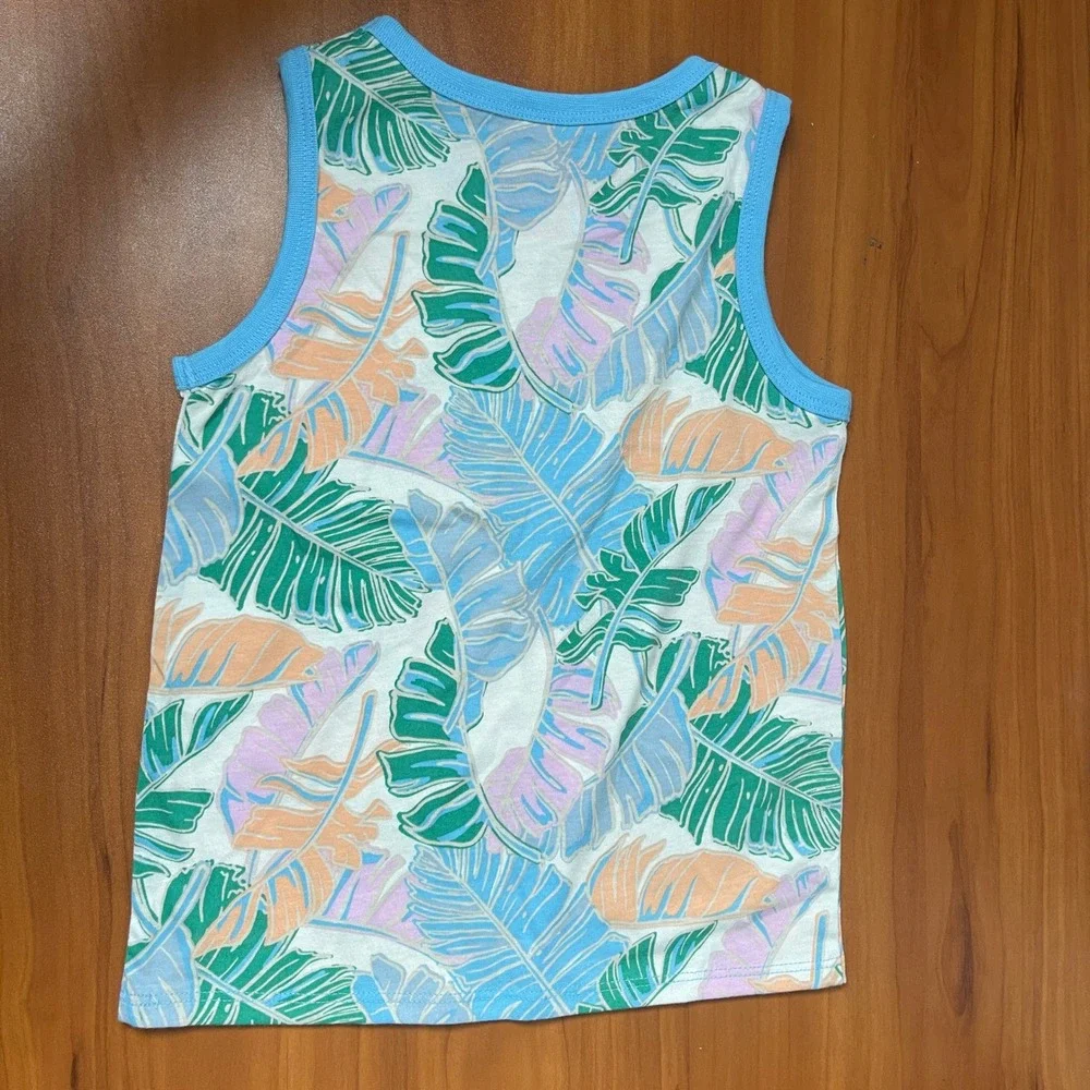 Cat &‎ Jack Girls 5T Tropical Tank Top & Embroidered Denim Shorts Summer Outfit